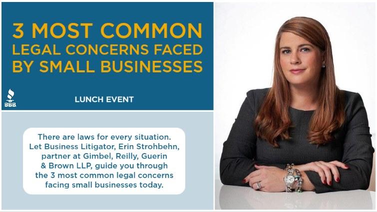 3 Most Common Legal Concerns Faced by Small Businesses Lunch Event